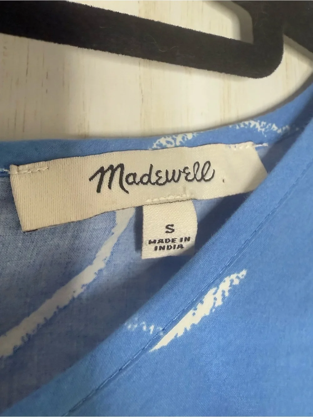Madewell Small Blue Poplin Puff-Sleeve Cutout Crop Top